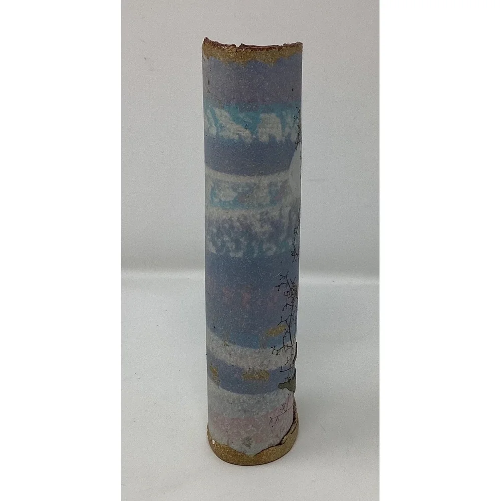 Alan Steinberg Pottery Landscape Vase Full Moon Tree Silhouette Ceramic Slag Art